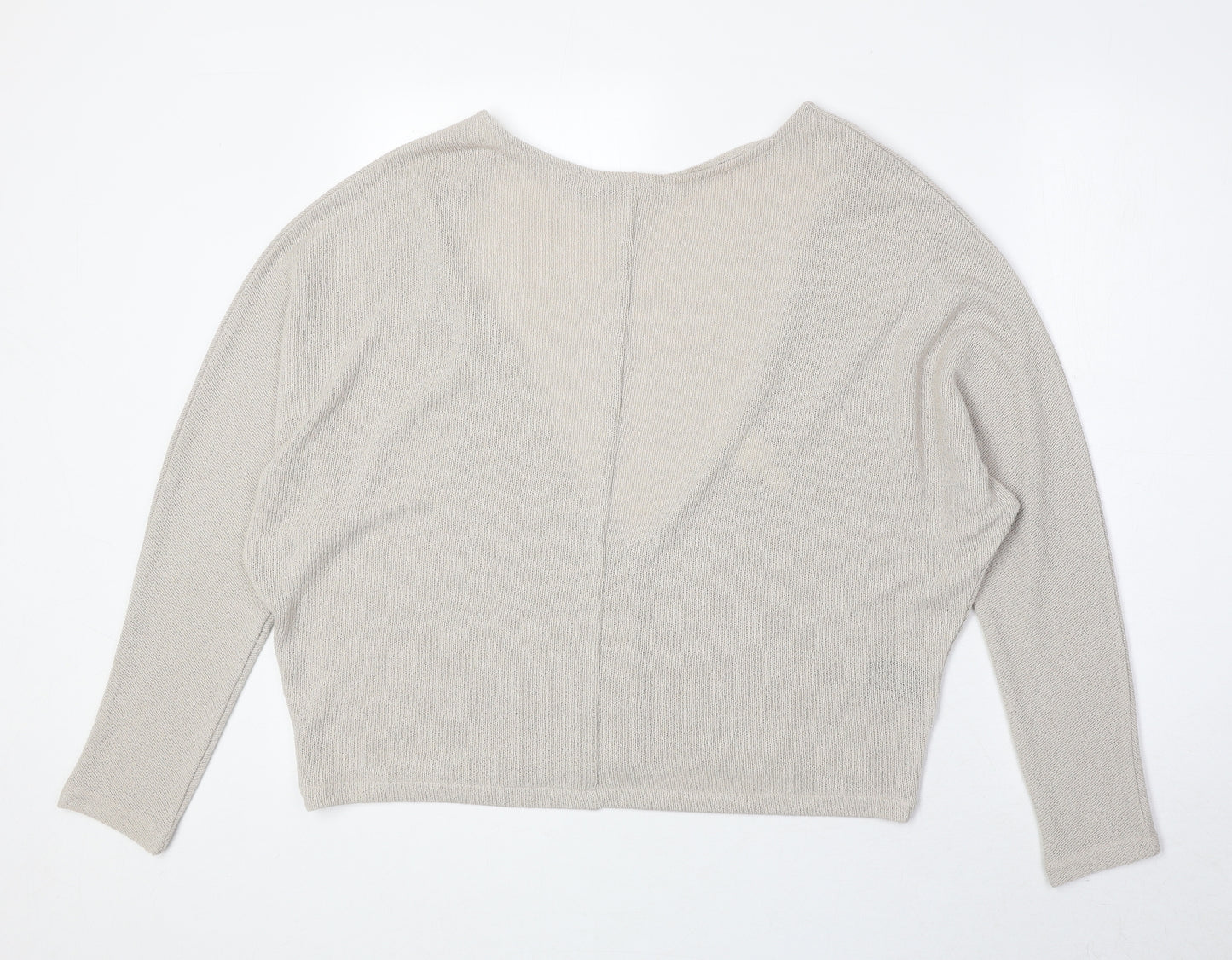 H&M Womens Beige Round Neck Polyester Pullover Jumper Size M - Open Back