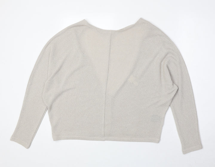 H&M Womens Beige Round Neck Polyester Pullover Jumper Size M - Open Back
