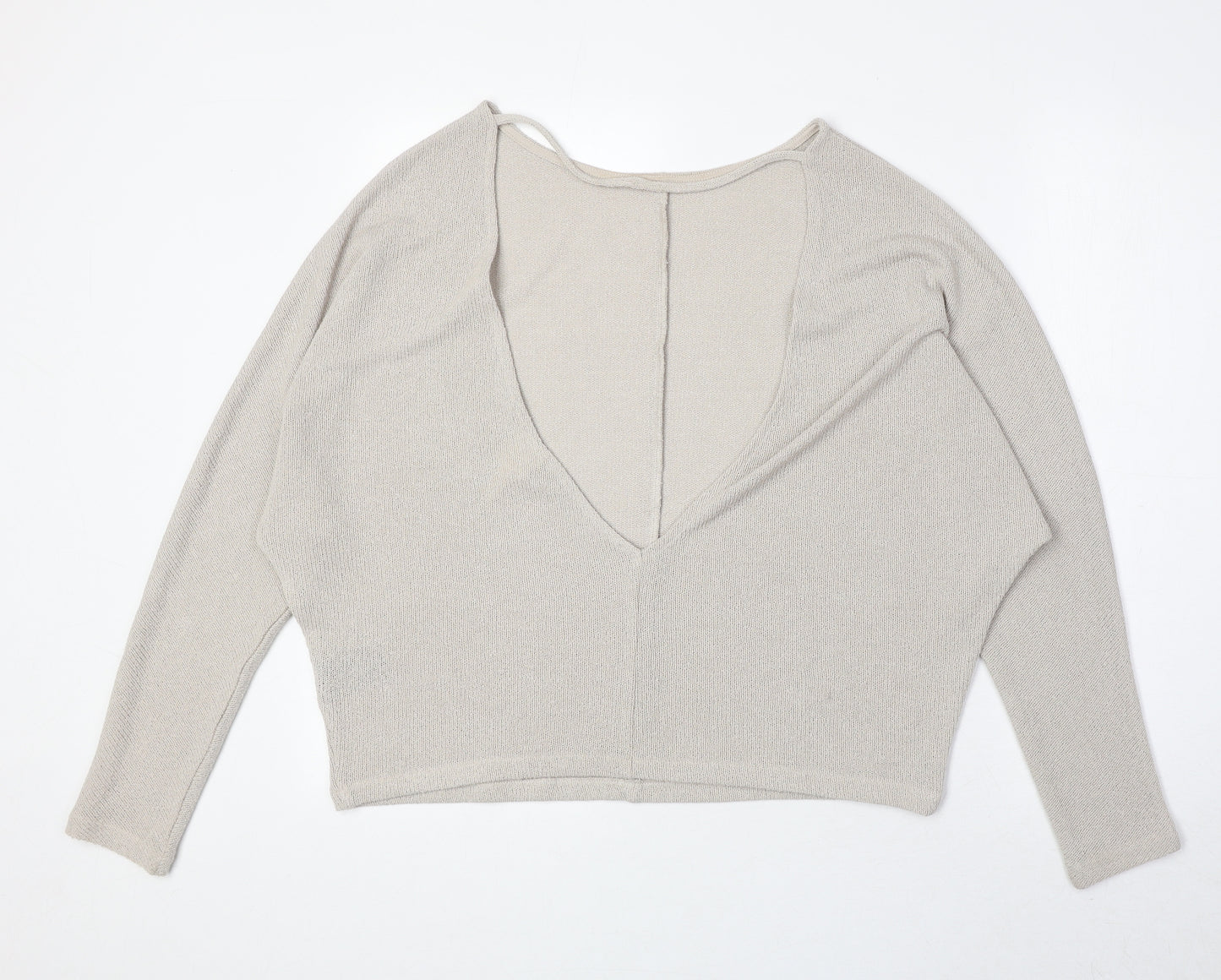 H&M Womens Beige Round Neck Polyester Pullover Jumper Size M - Open Back