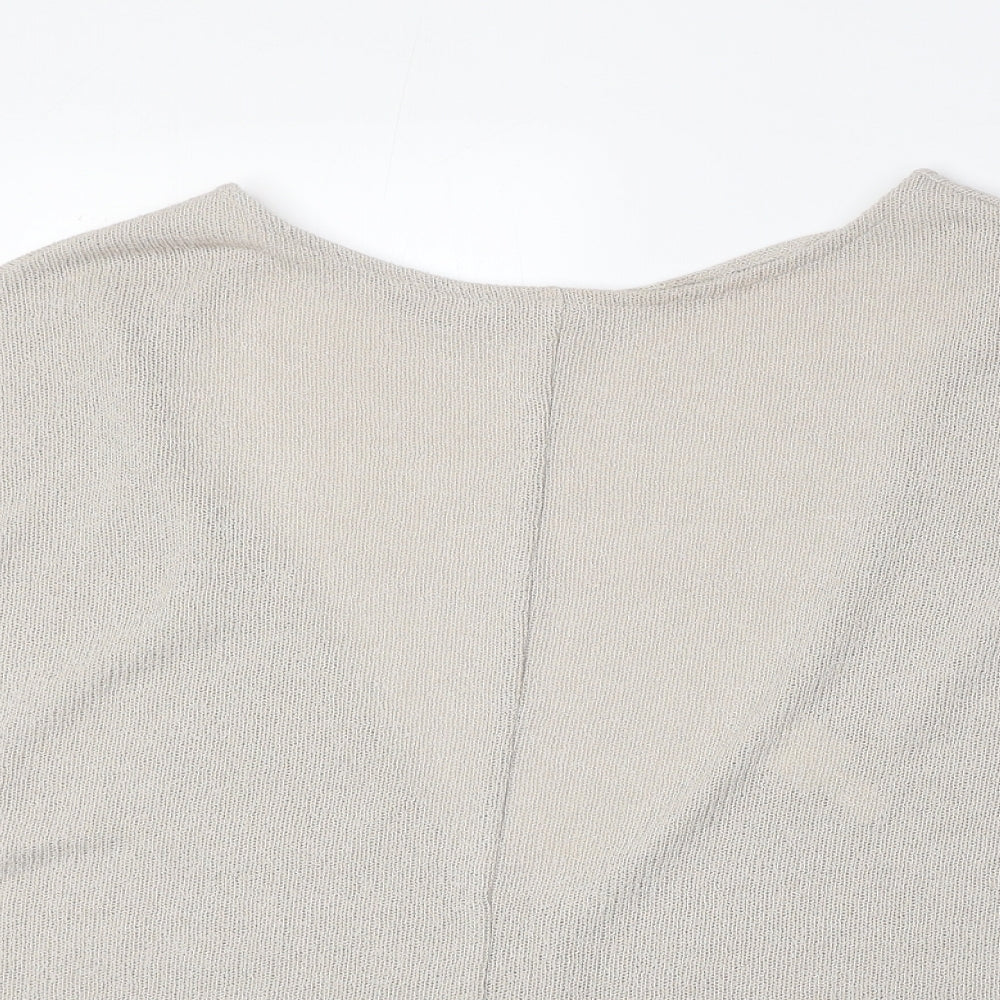 H&M Womens Beige Round Neck Polyester Pullover Jumper Size M - Open Back
