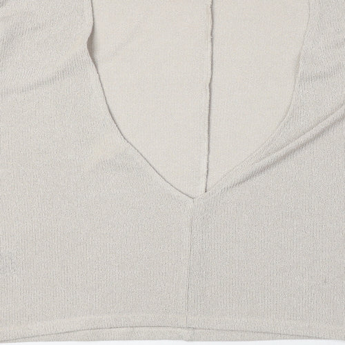 H&M Womens Beige Round Neck Polyester Pullover Jumper Size M - Open Back