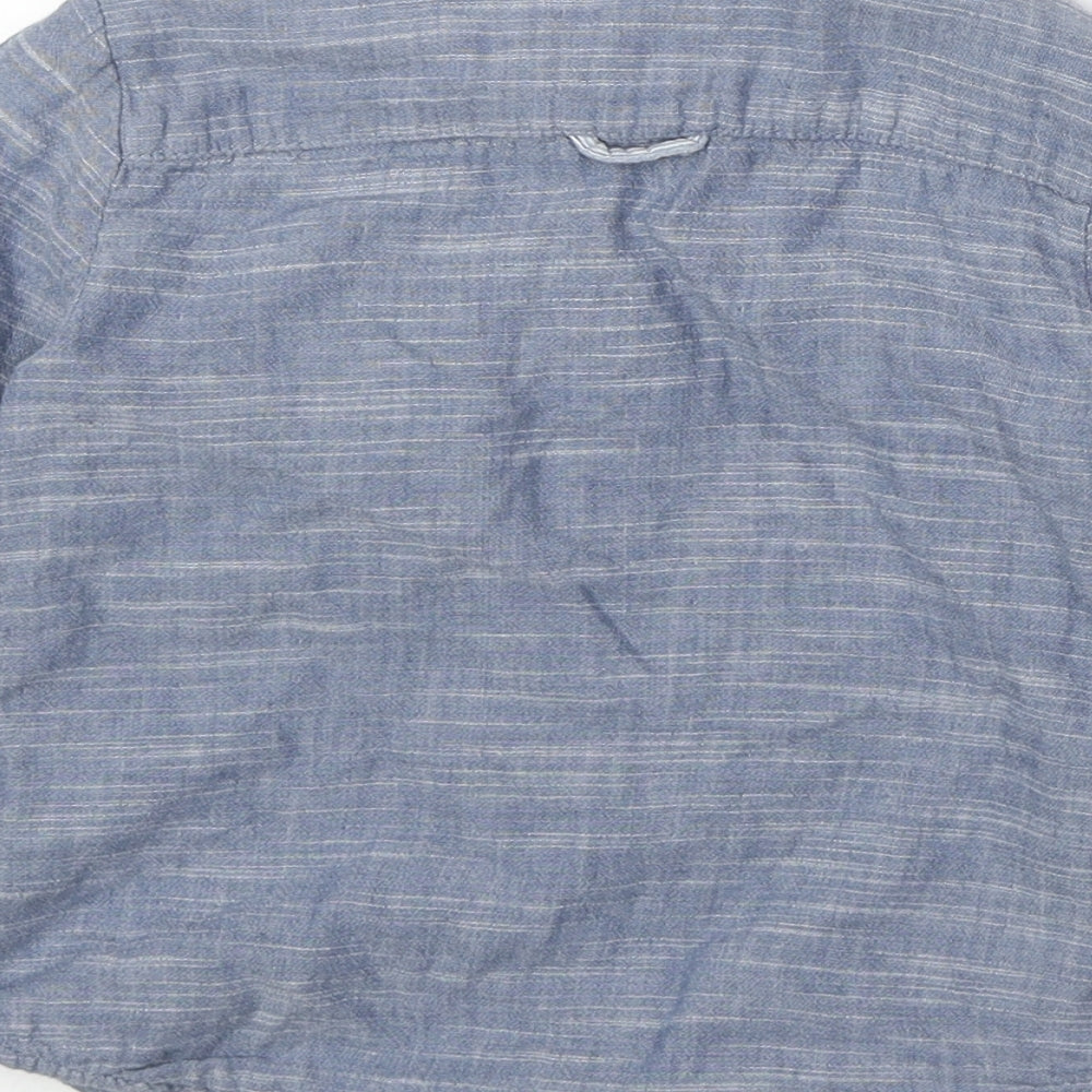 MANTARAY PRODUCTS Boys Blue Geometric 100% Cotton Basic Button-Up Size 4 Years Round Neck Button