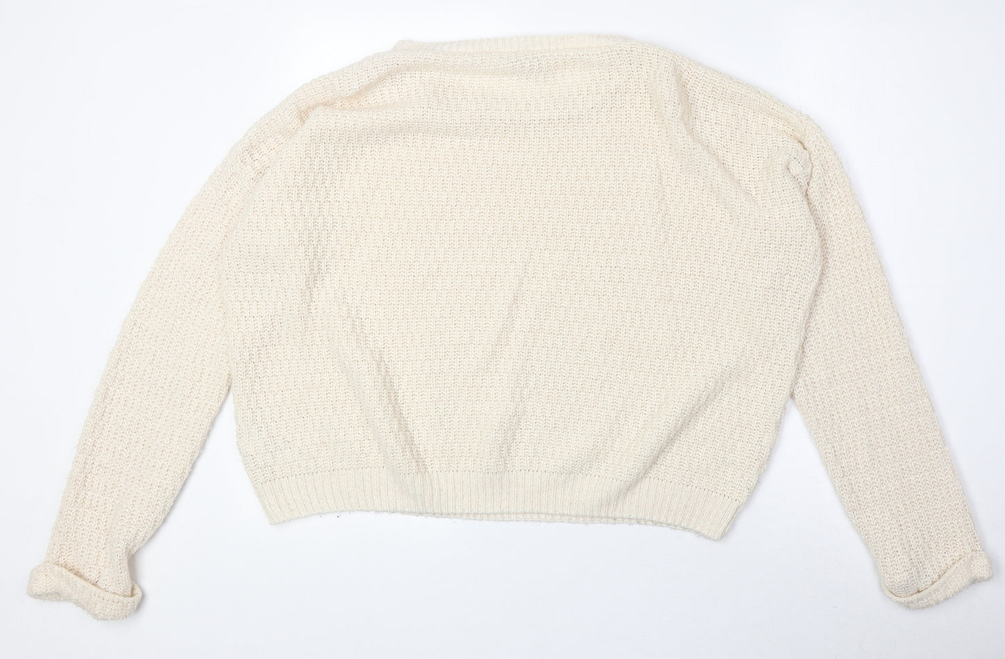 New Look Girls Beige Round Neck Acrylic Pullover Jumper Size 12-13 Years Pullover