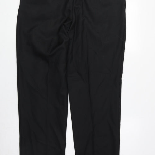 Assured Mens Black Polyester Dress Pants Trousers Size 34 in Regular Zip