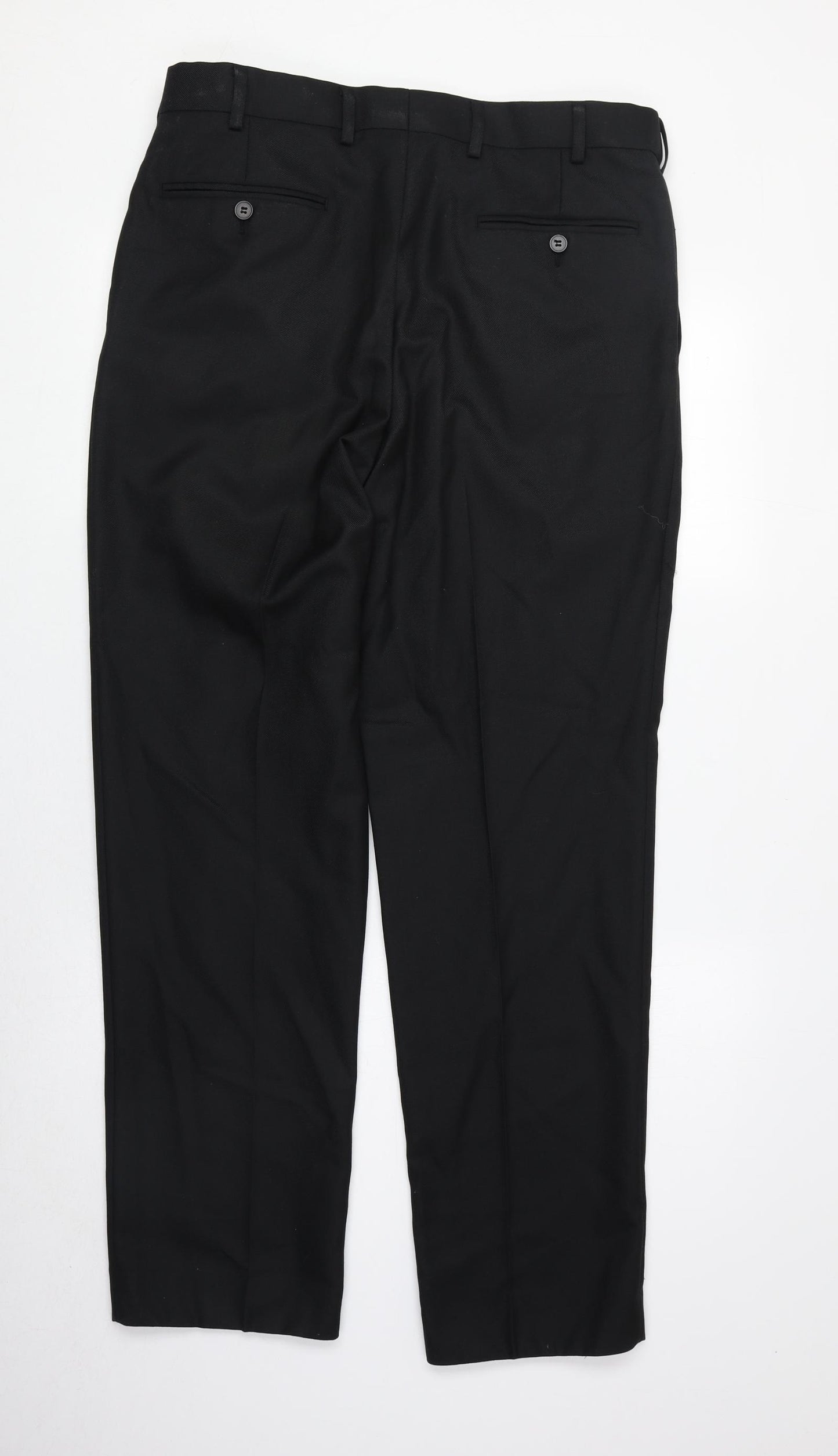 Assured Mens Black Polyester Dress Pants Trousers Size 34 in Regular Zip
