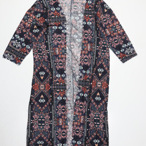 H&M Womens Multicoloured V-Neck Geometric Viscose Cardigan Jumper Size M