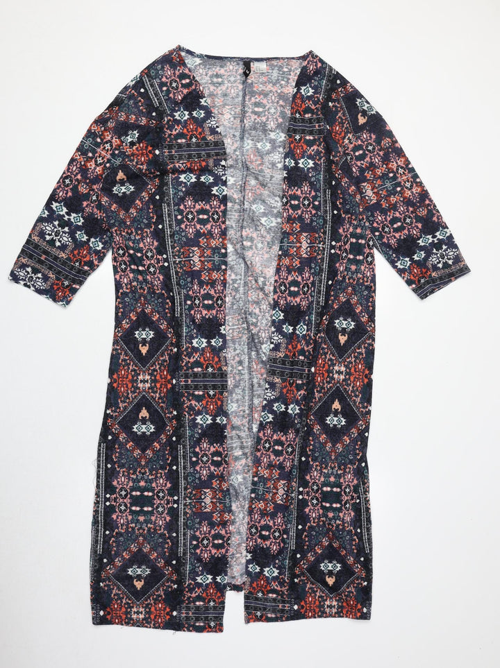 H&M Womens Multicoloured V-Neck Geometric Viscose Cardigan Jumper Size M