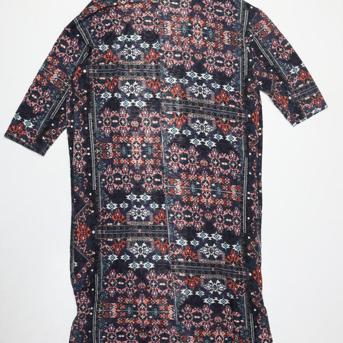 H&M Womens Multicoloured V-Neck Geometric Viscose Cardigan Jumper Size M