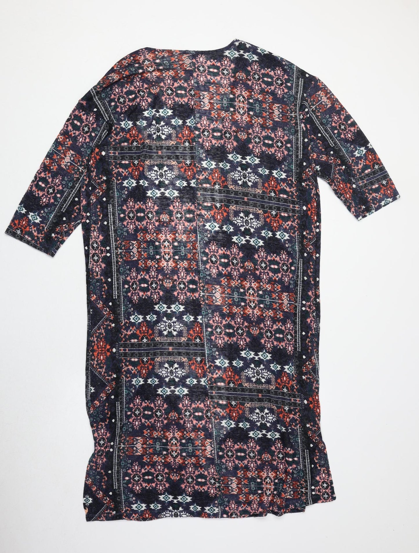H&M Womens Multicoloured V-Neck Geometric Viscose Cardigan Jumper Size M