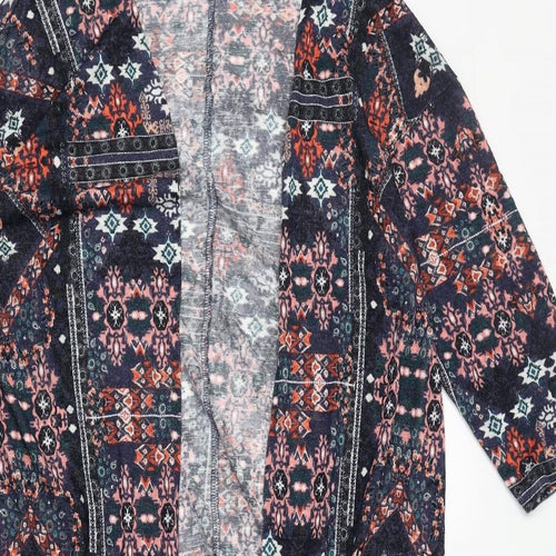 H&M Womens Multicoloured V-Neck Geometric Viscose Cardigan Jumper Size M