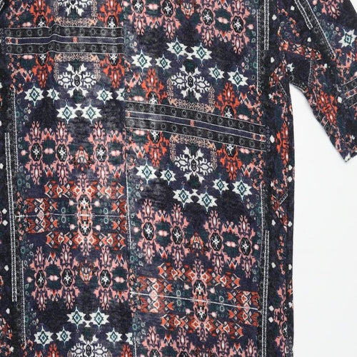 H&M Womens Multicoloured V-Neck Geometric Viscose Cardigan Jumper Size M