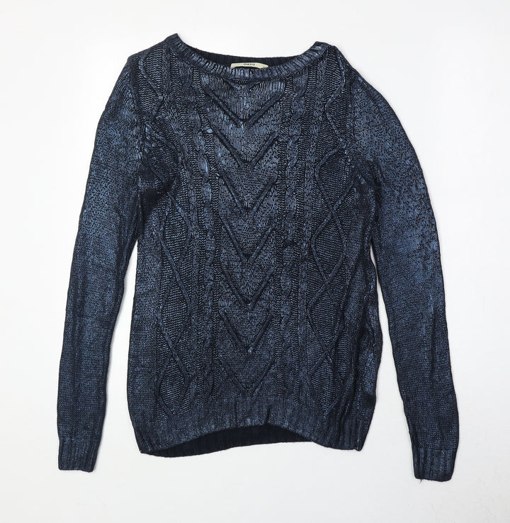 Oasis Womens Blue Round Neck Viscose Pullover Jumper Size XS