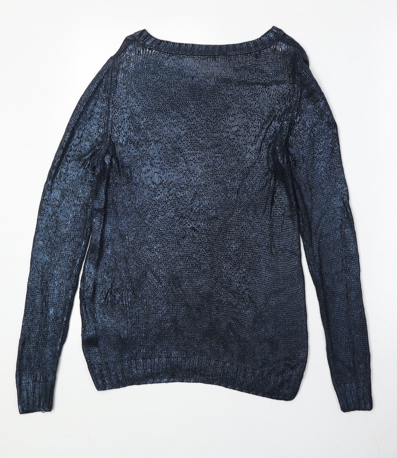 Oasis Womens Blue Round Neck Viscose Pullover Jumper Size XS