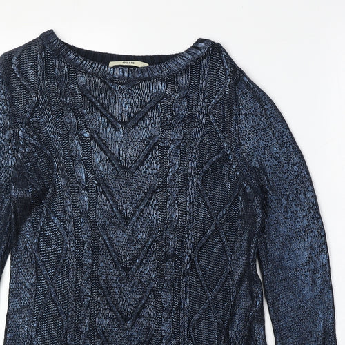 Oasis Womens Blue Round Neck Viscose Pullover Jumper Size XS