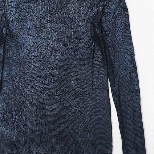 Oasis Womens Blue Round Neck Viscose Pullover Jumper Size XS