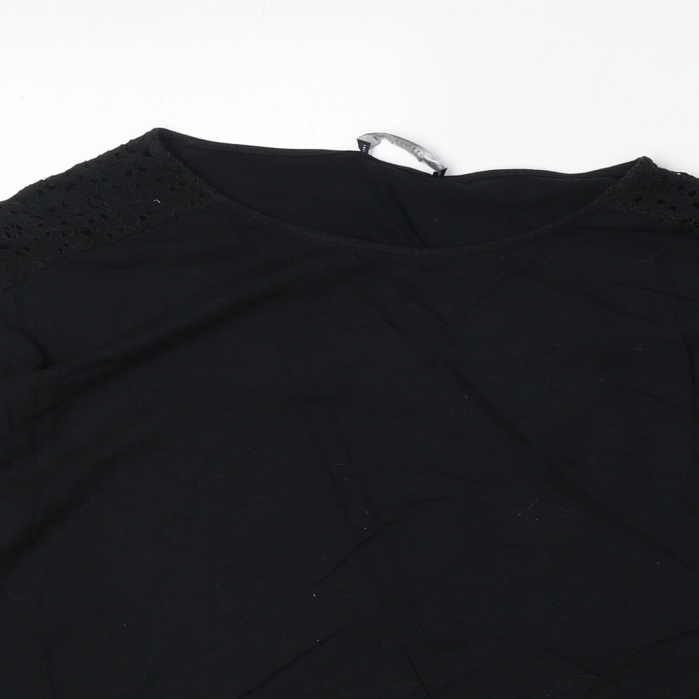 Marks and Spencer Womens Black Cotton Basic Blouse Size 16 Round Neck