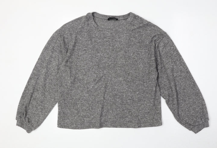 New Look Womens Grey Polyester Pullover Sweatshirt Size M Pullover