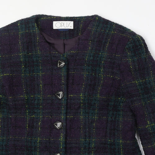 OPUS Womens Multicoloured Plaid Wool Jacket Blazer Size 10