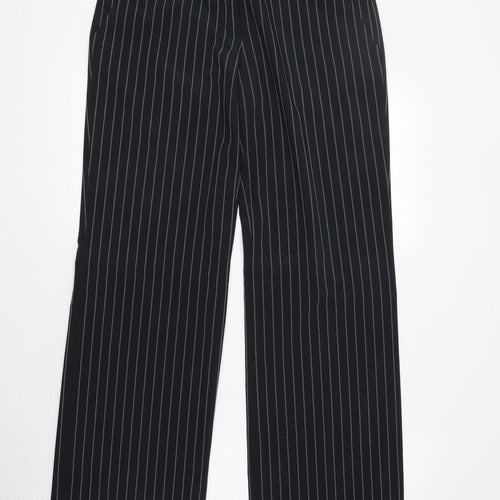 Verso Womens Black Striped Polyester Trousers Size 32 in Regular Zip