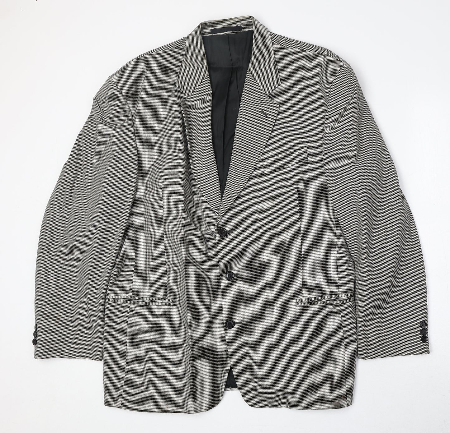 Burton Mens Beige Geometric Polyester Jacket Blazer Size 44 Regular