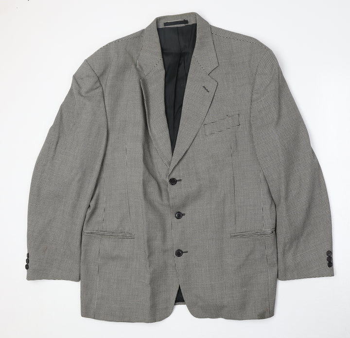Burton Mens Beige Geometric Polyester Jacket Blazer Size 44 Regular
