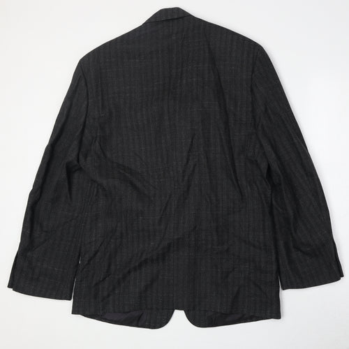 Nicklebys Mens Black Striped Polyester Jacket Blazer Size 40 Regular