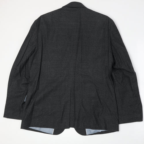 Marks and Spencer Mens Grey Plaid Cotton Jacket Suit Jacket Size 42 Regular