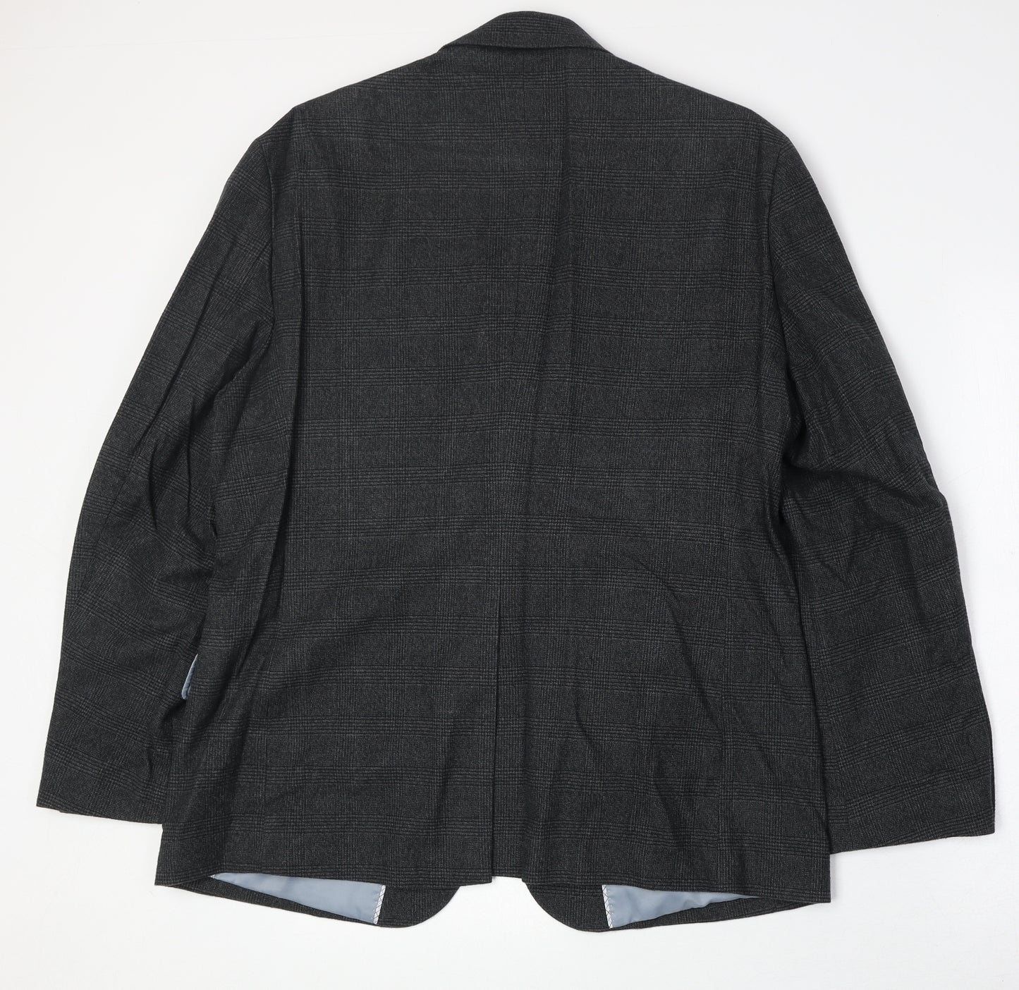Marks and Spencer Mens Grey Plaid Cotton Jacket Suit Jacket Size 42 Regular