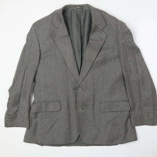 Greenwood Mens Grey Herringbone Polyester Jacket Suit Jacket Size 42 Regular