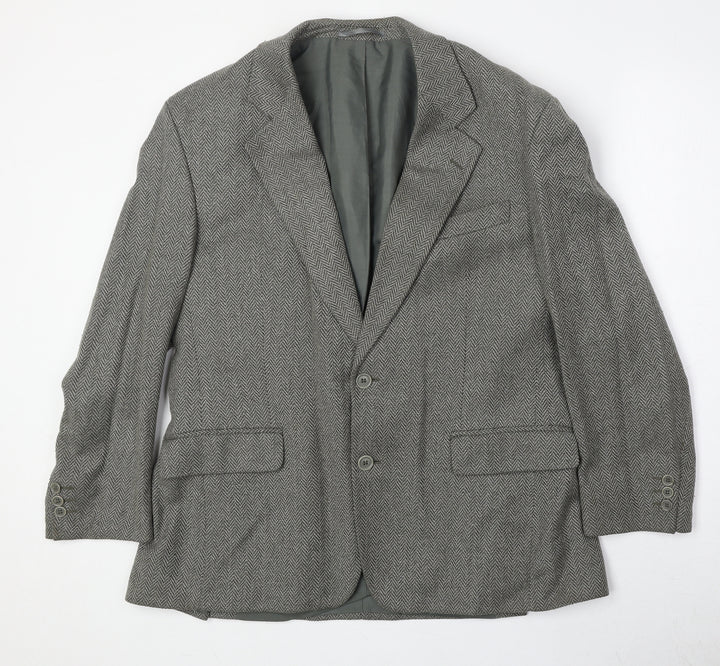 Greenwood Mens Grey Herringbone Polyester Jacket Suit Jacket Size 42 Regular