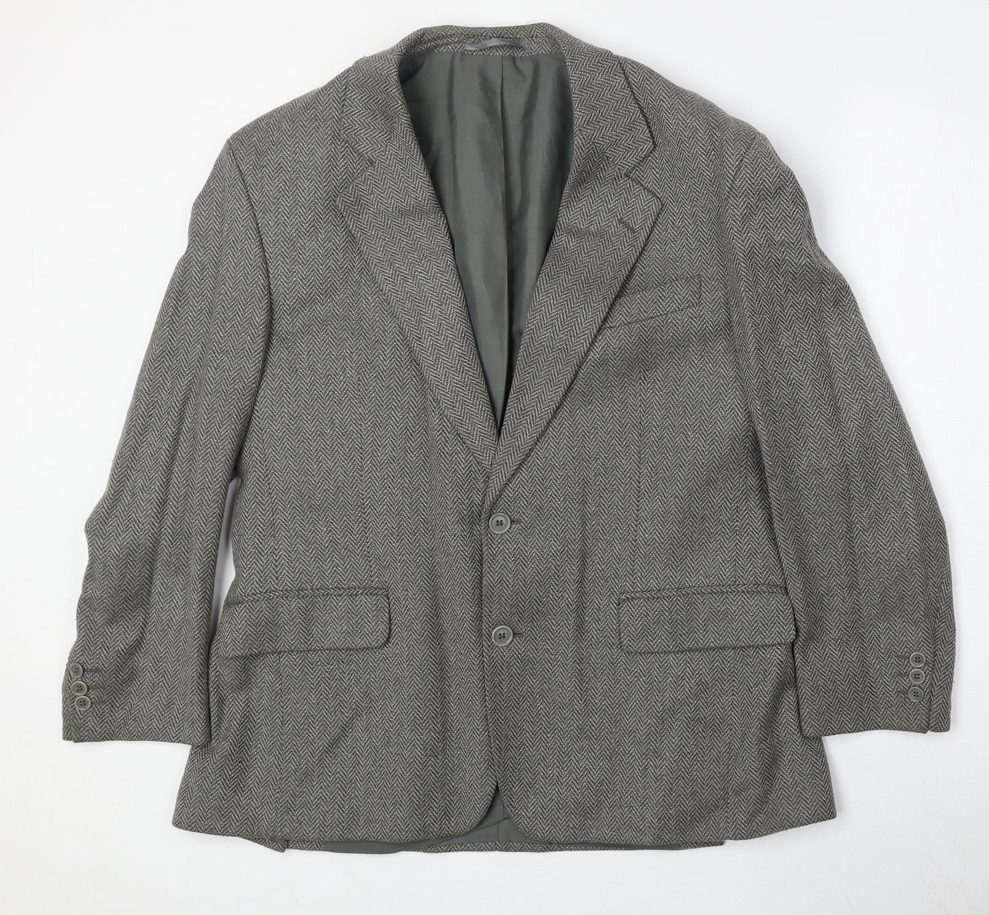 Greenwood Mens Grey Herringbone Polyester Jacket Suit Jacket Size 42 Regular