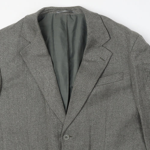 Greenwood Mens Grey Herringbone Polyester Jacket Suit Jacket Size 42 Regular