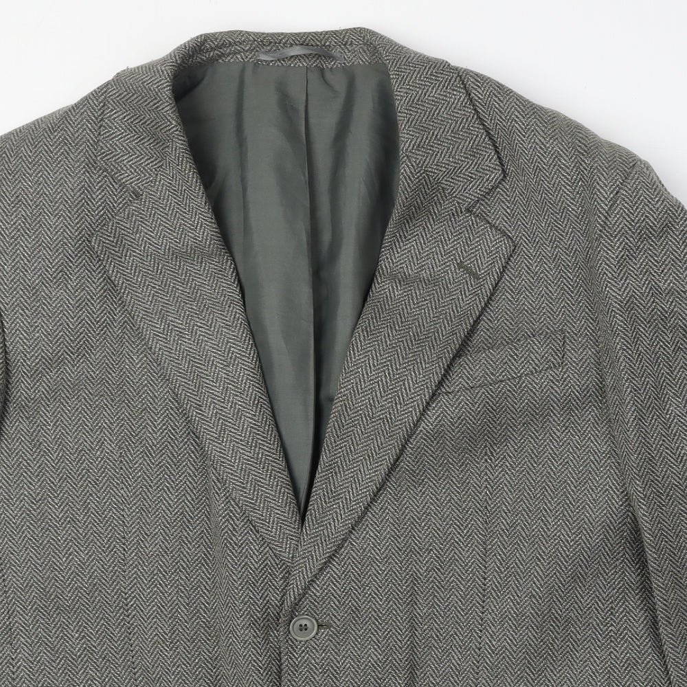 Greenwood Mens Grey Herringbone Polyester Jacket Suit Jacket Size 42 Regular