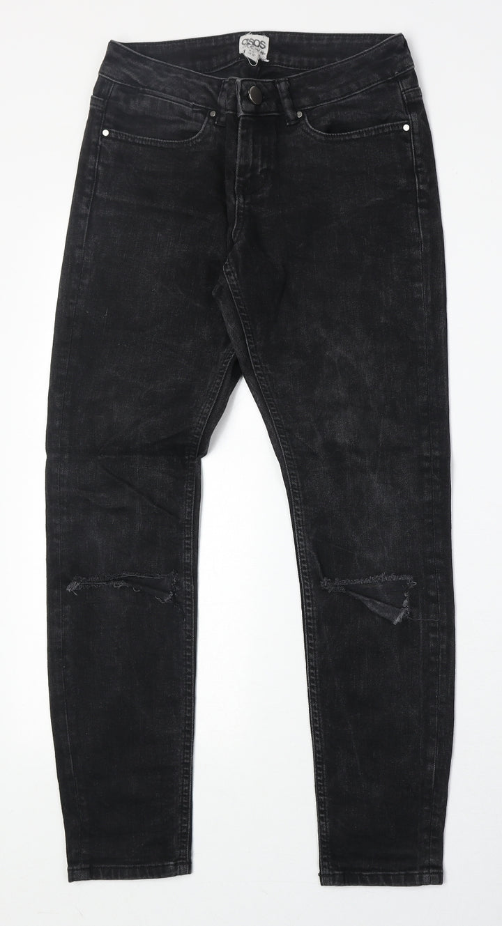 ASOS Womens Black Cotton Straight Jeans Size 26 in Regular Zip