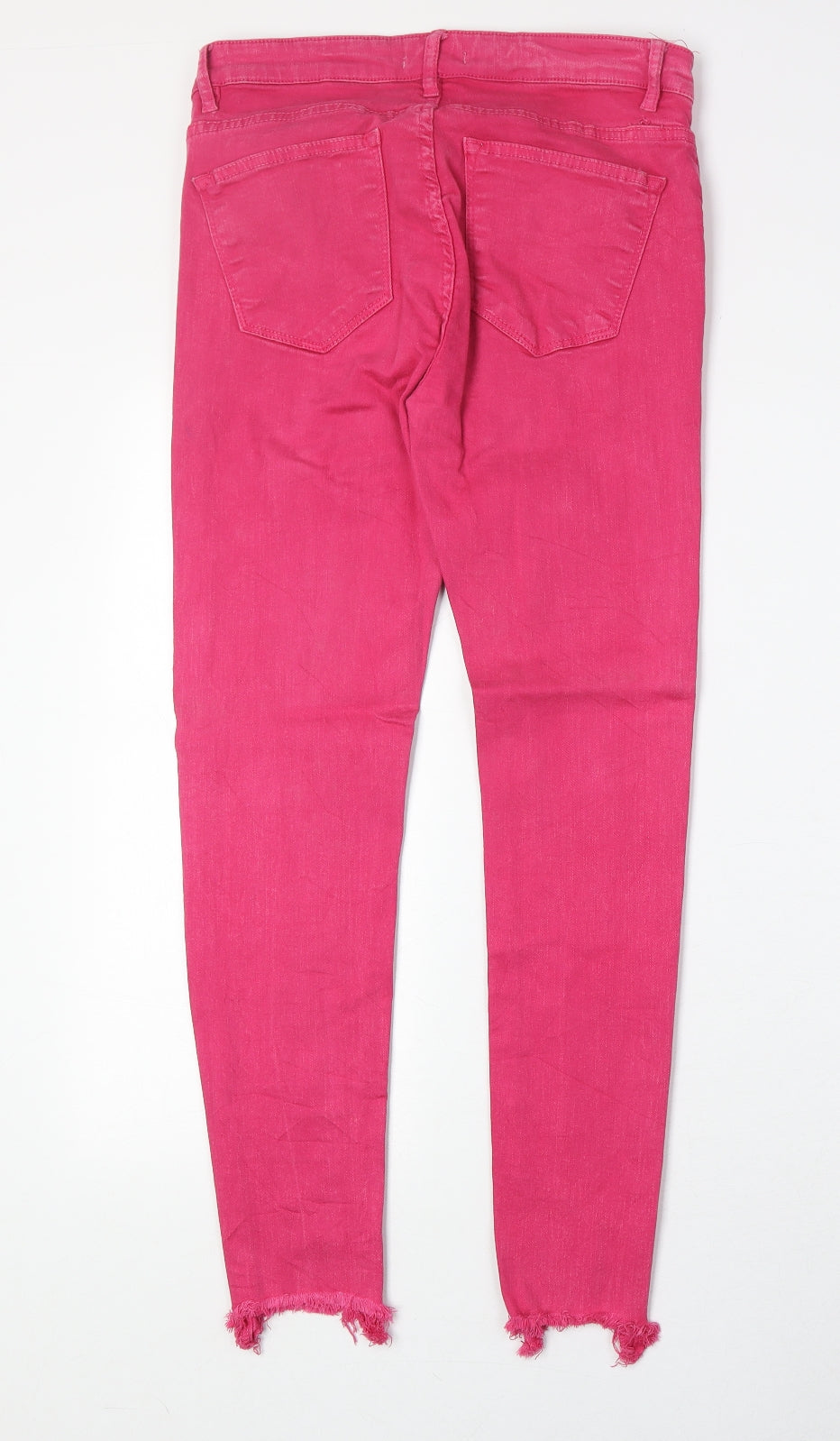 Zara Womens Pink Cotton Skinny Jeans Size 10 Regular Zip