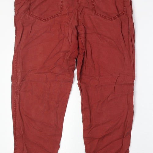 Marks and Spencer Womens Red Lyocell Chino Trousers Size 14 Regular Zip