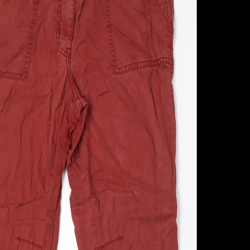Marks and Spencer Womens Red Lyocell Chino Trousers Size 14 Regular Zip
