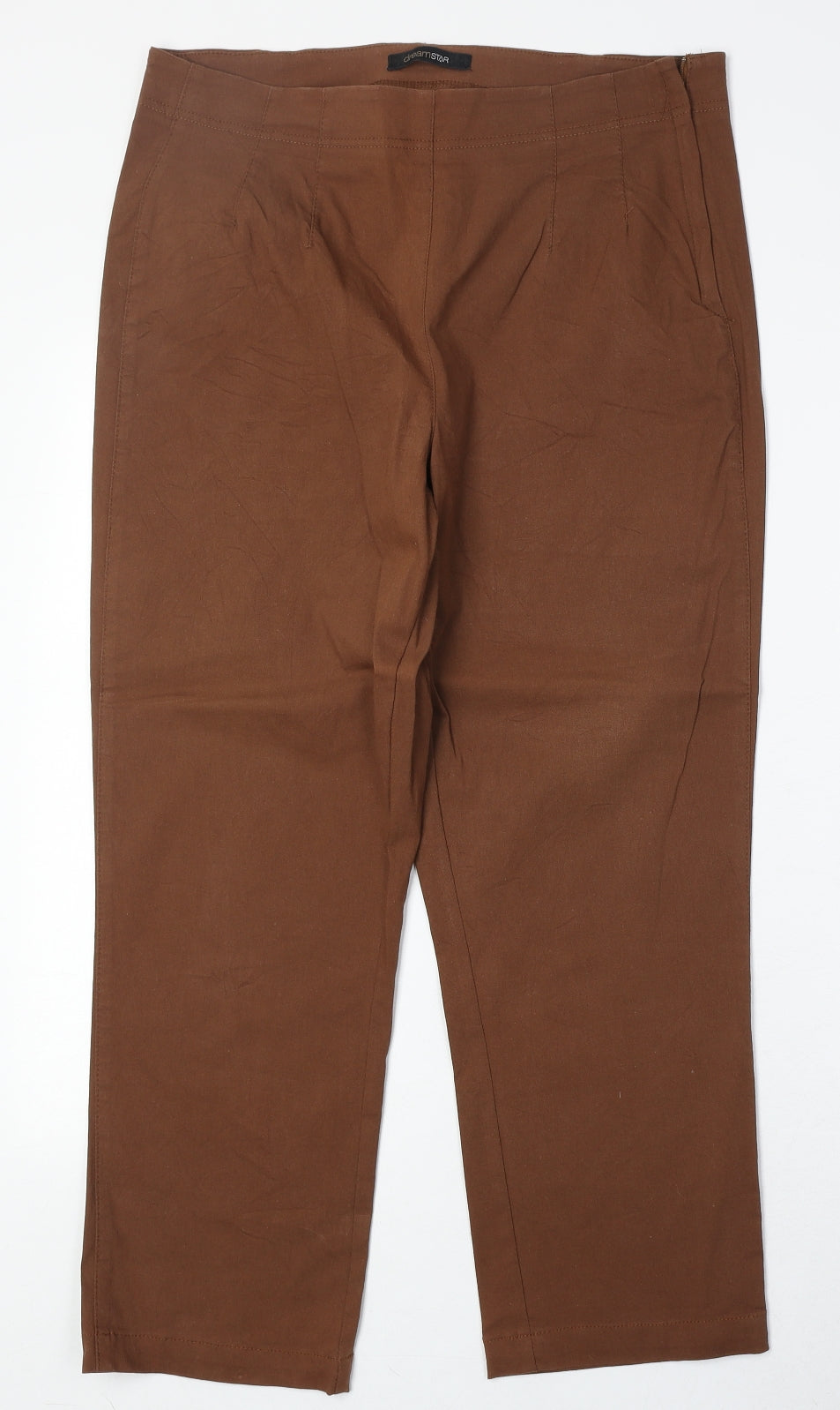 Dreamstar Womens Brown Cotton Trousers Size 16 Regular Zip