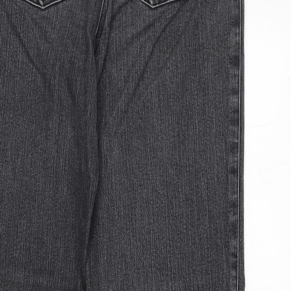 Diva Womens Black Cotton Bootcut Jeans Size 38 in Regular Zip