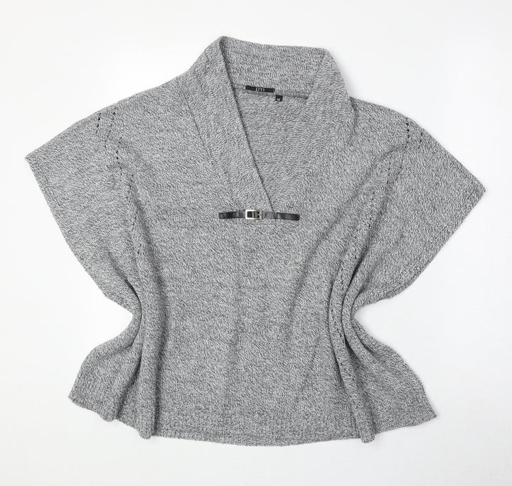Patio Da Moda Womens Grey V-Neck Acrylic Pullover Jumper Size M