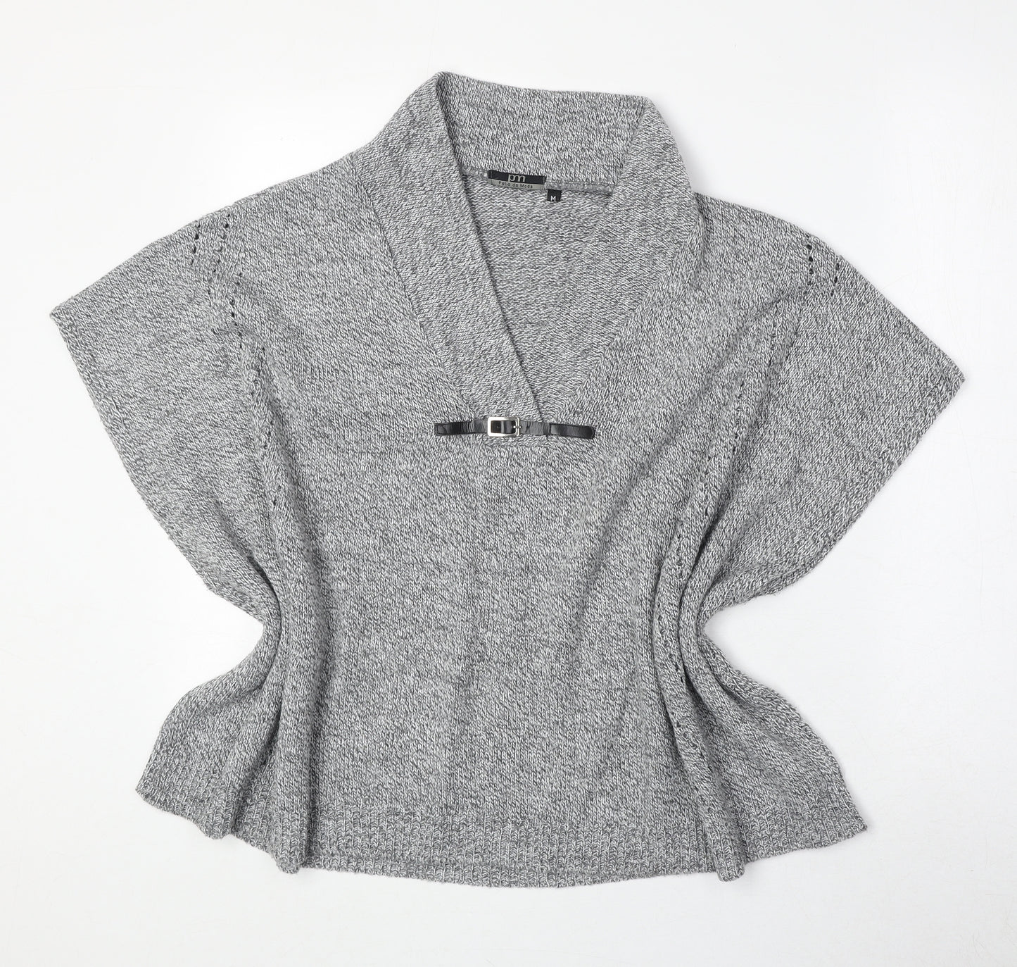 Patio Da Moda Womens Grey V-Neck Acrylic Pullover Jumper Size M