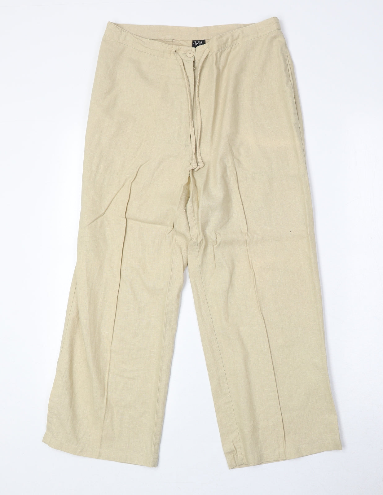 (Belly) Womens Beige Linen Trousers Size M Regular Zip