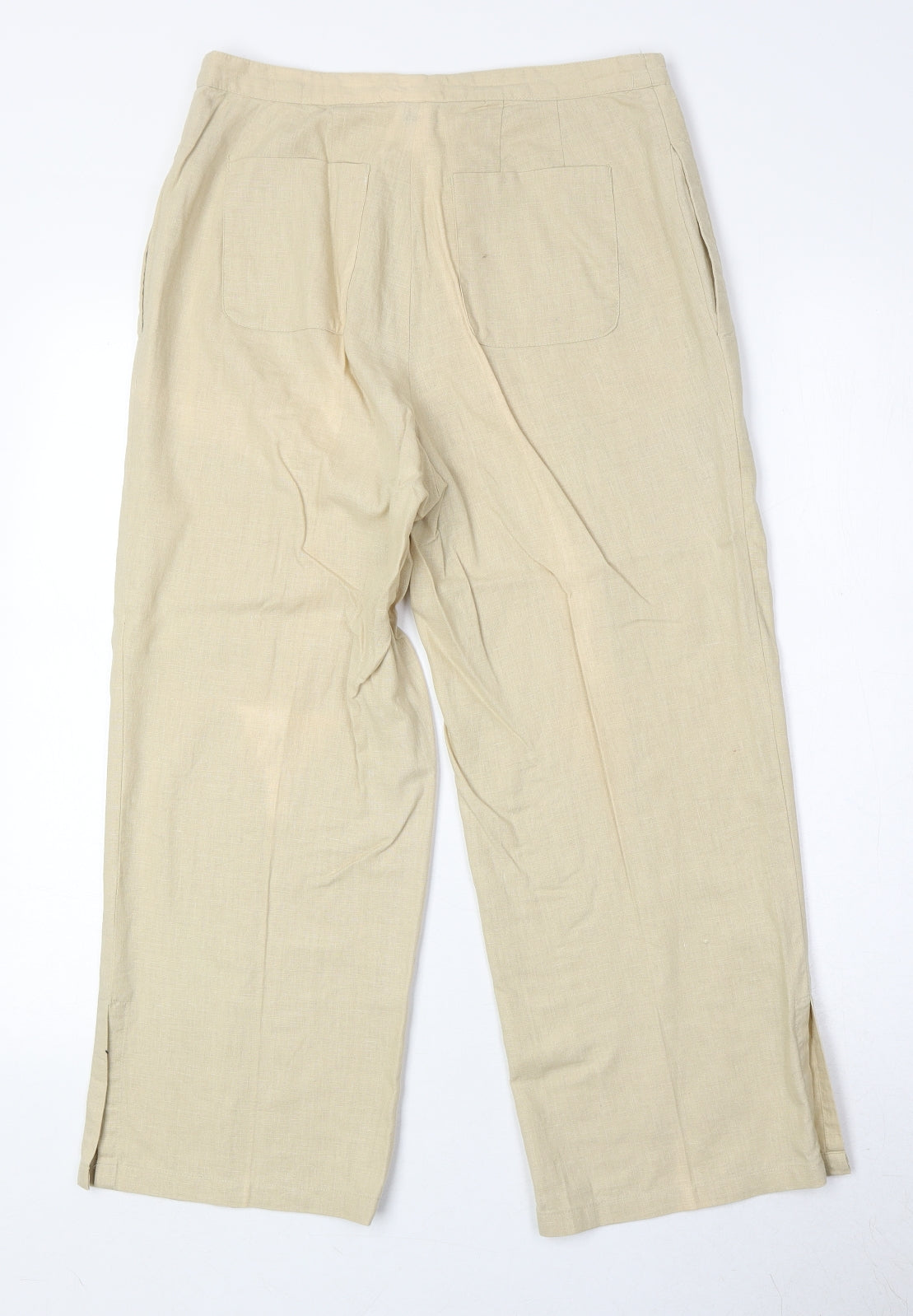 (Belly) Womens Beige Linen Trousers Size M Regular Zip