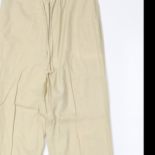 (Belly) Womens Beige Linen Trousers Size M Regular Zip