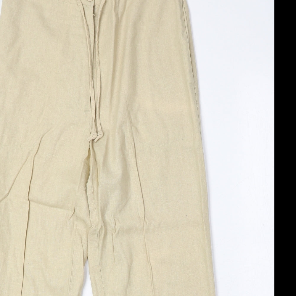 (Belly) Womens Beige Linen Trousers Size M Regular Zip