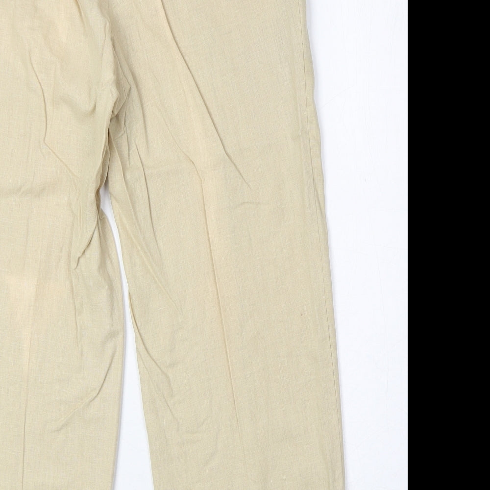 (Belly) Womens Beige Linen Trousers Size M Regular Zip