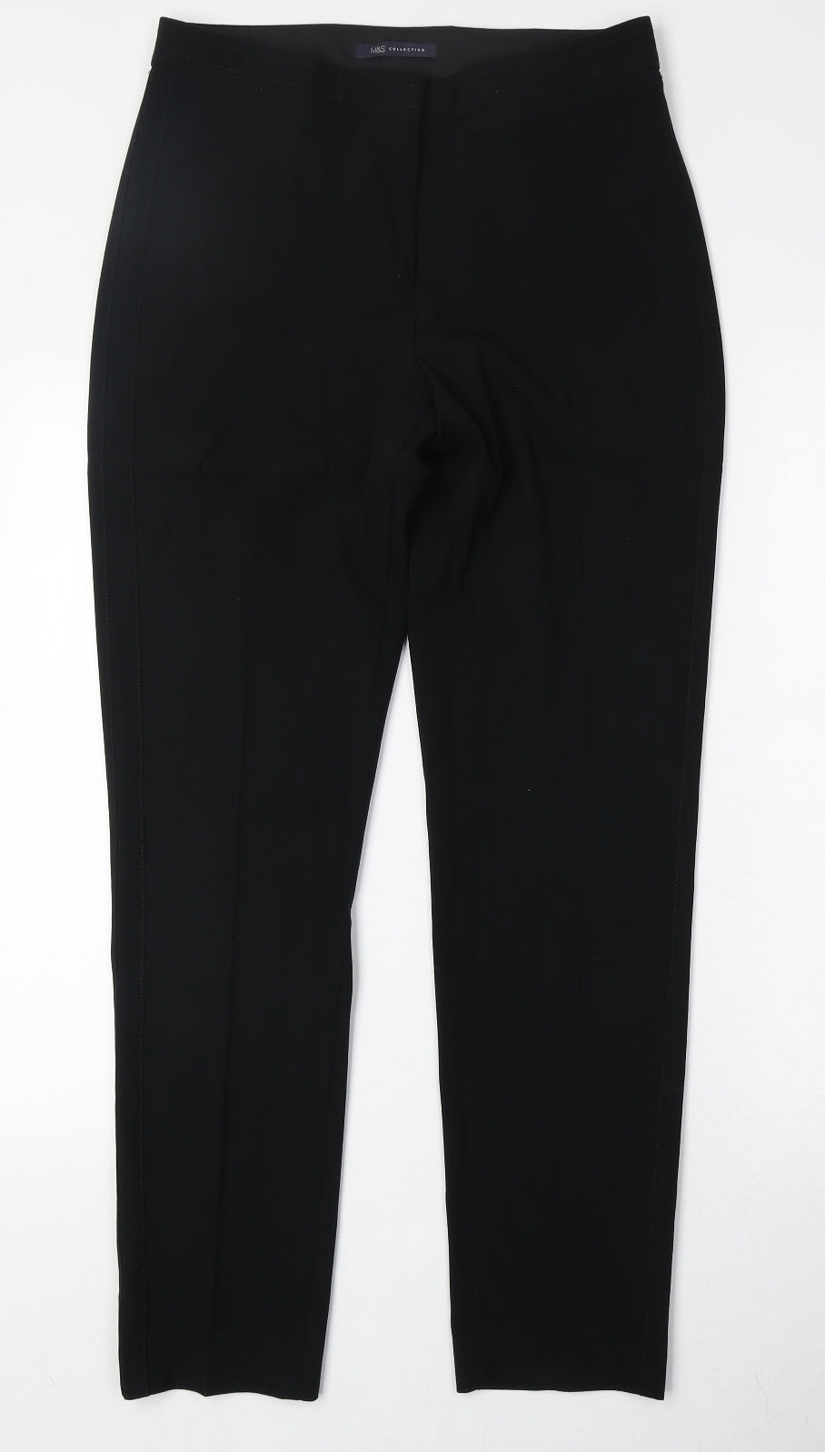 Marks and Spencer Womens Black Polyester Trousers Size 10 Regular Zip