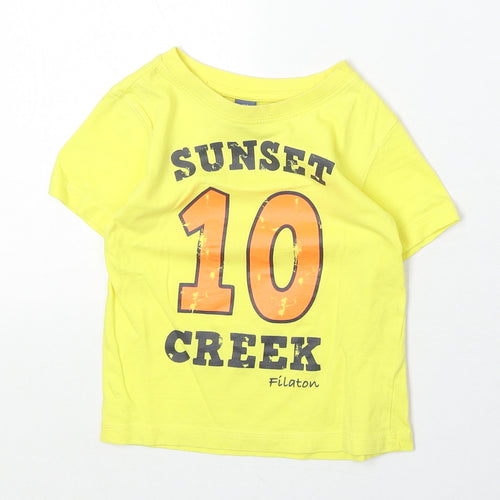 Dopo Dopo Boys Yellow Polyester Pullover T-Shirt Size 3-4 Years Round Neck Pullover - Sunset Creek