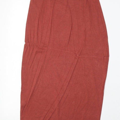 Boohoo Womens Red Viscose A-Line Skirt Size 8