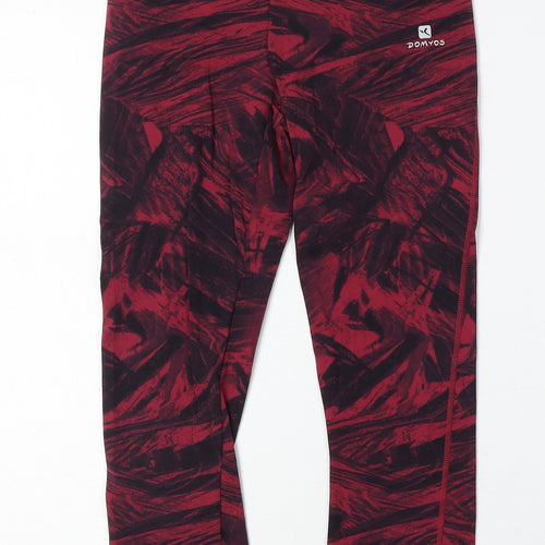 DECATHLON Womens Red Geometric Nylon Compression Leggings Size 26 in Regular Pullover